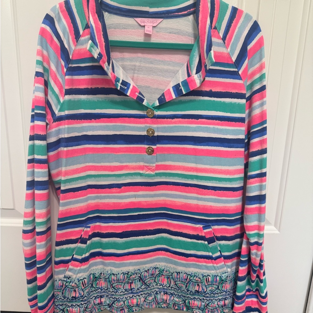 Lilly Pulitzer UPF 50+ Captain Popover Multicolor Striped Top